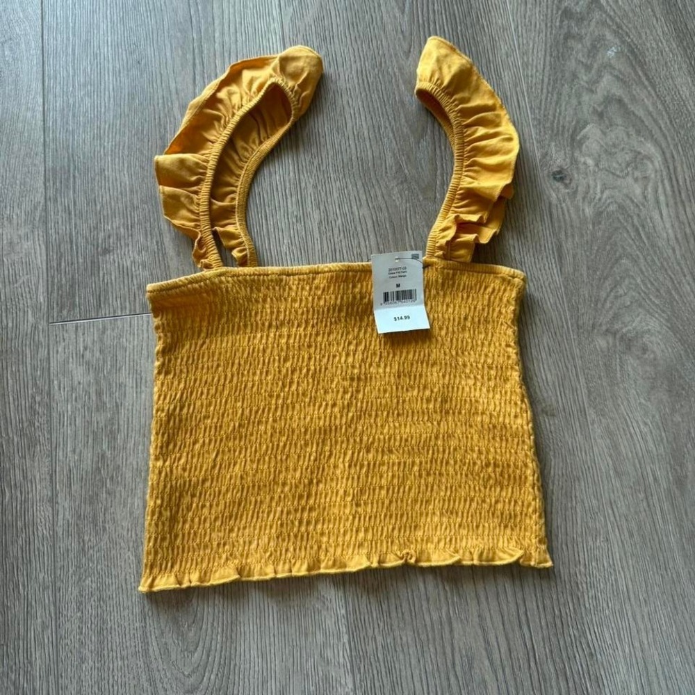 Cotton On Yellow NWT Crop Top Ruffle Strap Shirred Tank Summer M